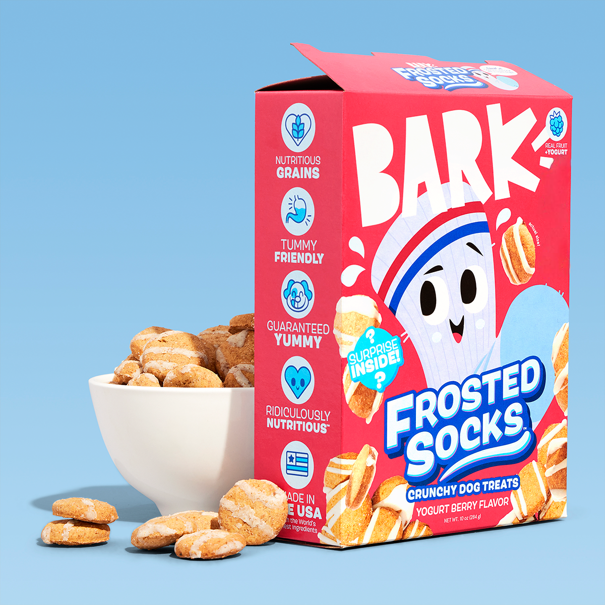 Frosted Socks™ Yogurt Berry Flavor Vegetarian Hard & Crunchy Dog Treats. 10 oz - Image 3