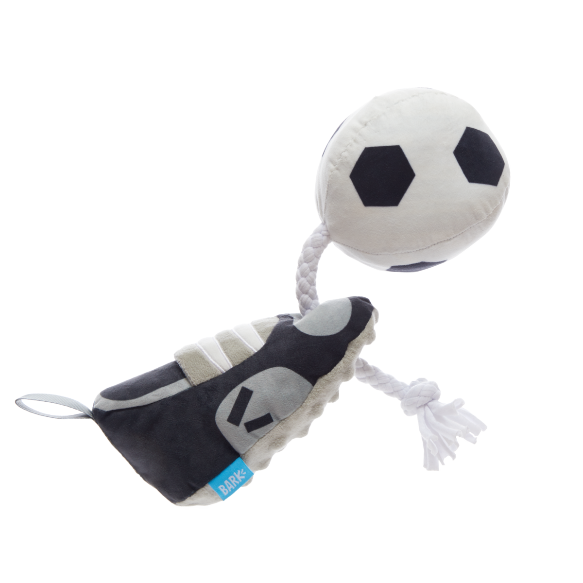 World Pup Cleat Plush Tug + Enrichment Dog Toy