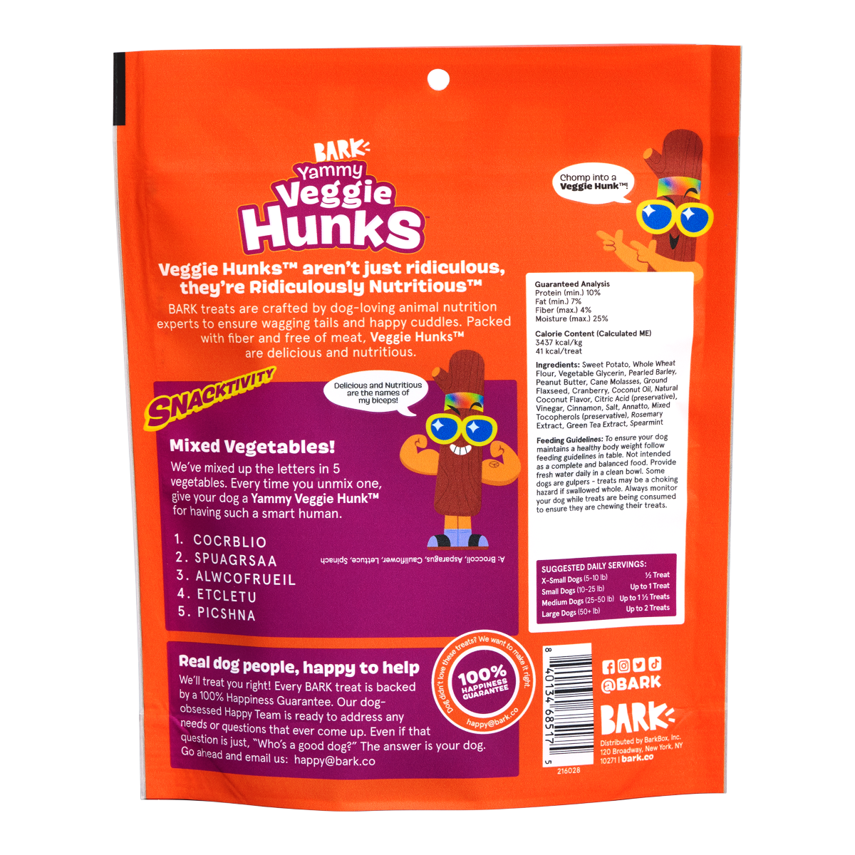 Yammy Veggie Hunks™ Veggie Recipe Soft & Chewy Dog Treats. 10 oz - Image 2