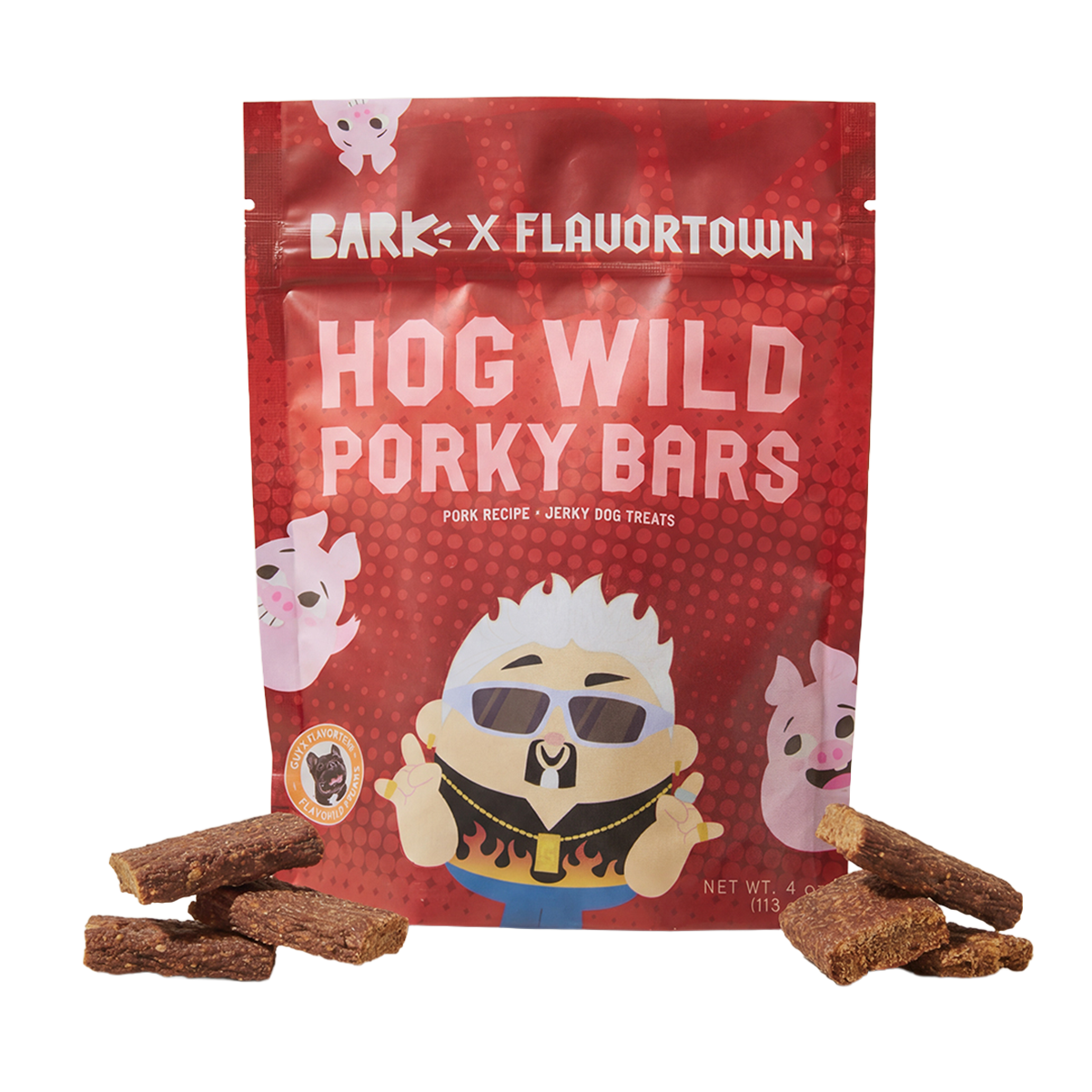 Hog Wild Porky Bars Jerky Dog Treats. 4 oz