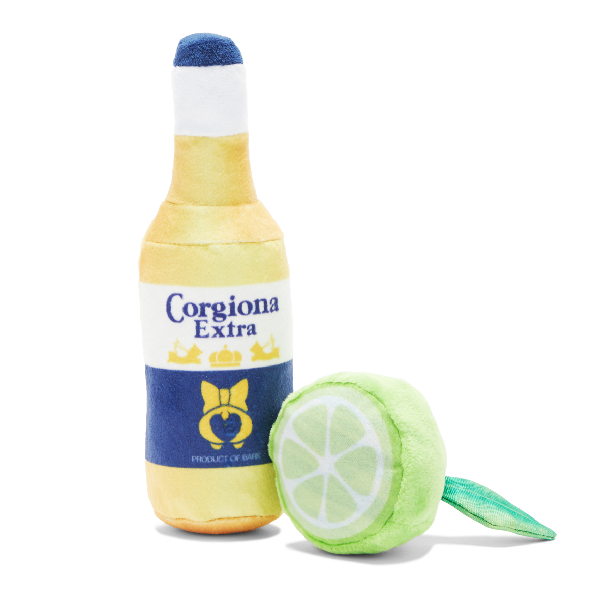 Corgiona With Lime Plush Multi-Part Dog Toy