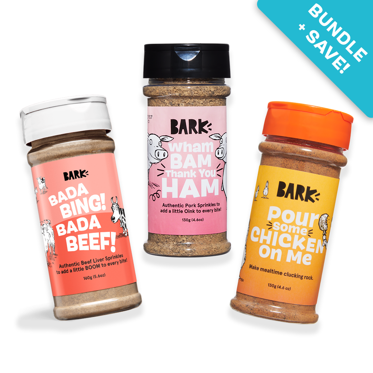Shaker Topper Trio Bundle Beef. Chicken. Pork. Dog Food Meal Topper. 4.6 oz Each. 3 Pack