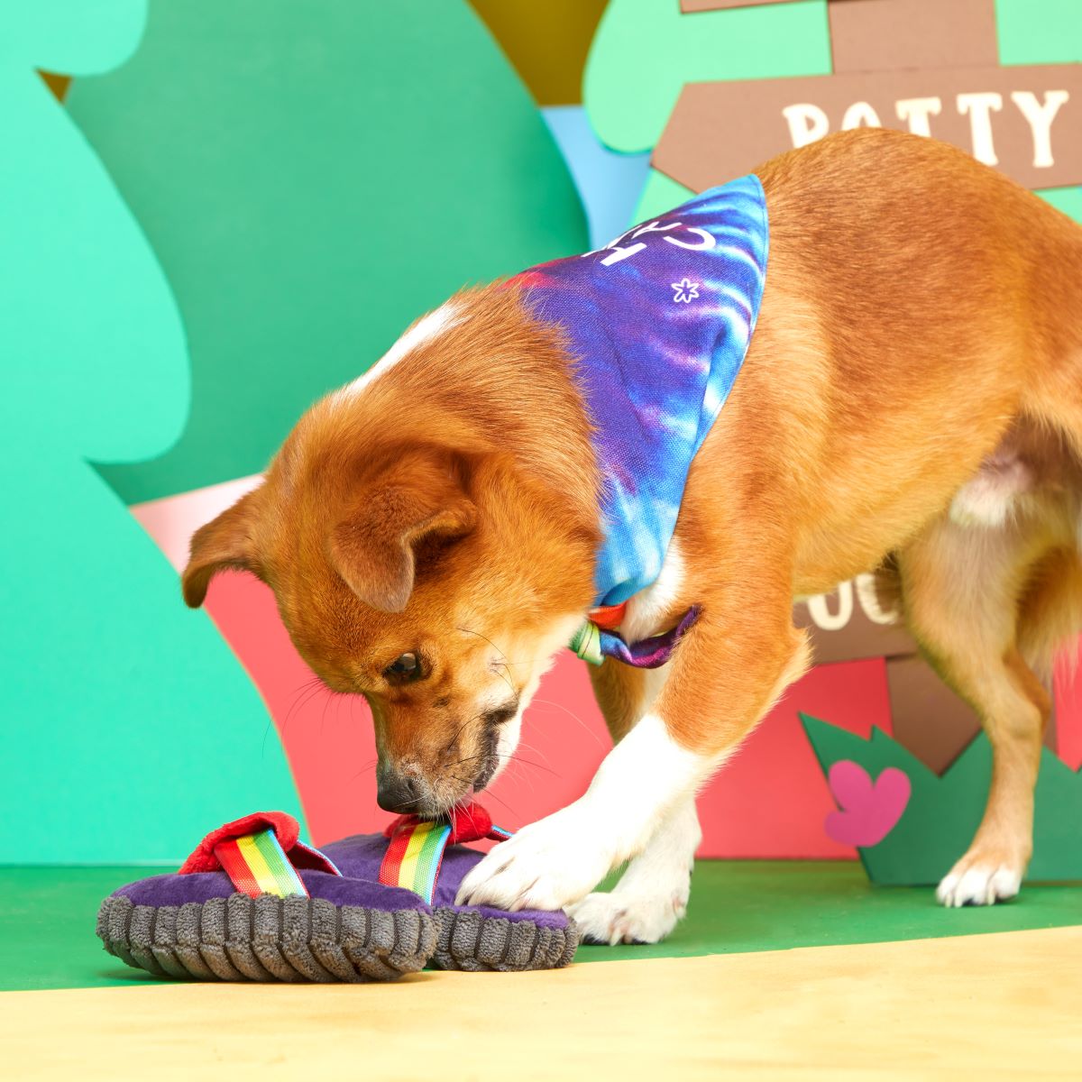 Bandana-Rama Yip Flops Plush Multi-Part Dog Toy and Dog Bandana - Image 3