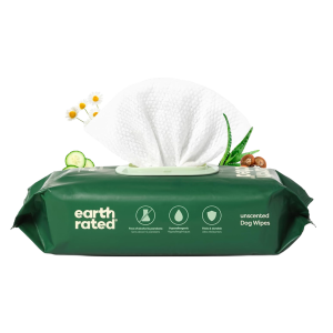 Earth Rated® Hypoallergenic 3-in-1 Dog Grooming Wipes. Unscented. 100 Ct